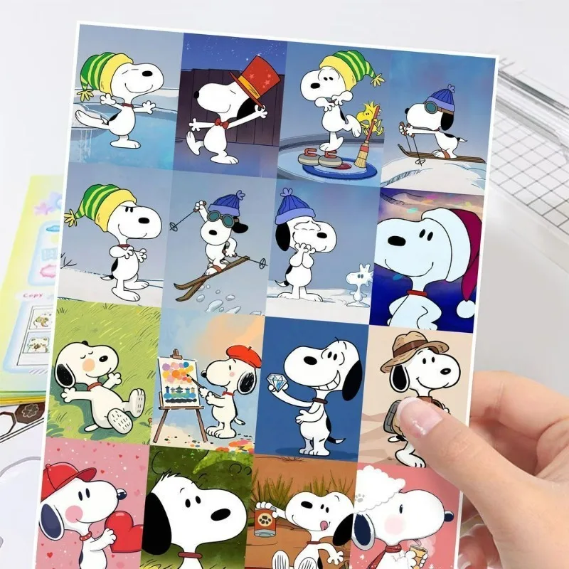 63 Uds. Snoopy dibujos animados lindo pegatina impermeable ordenador funda para teléfono móvil taza portátil maleta decoración regalo para niño y niña.