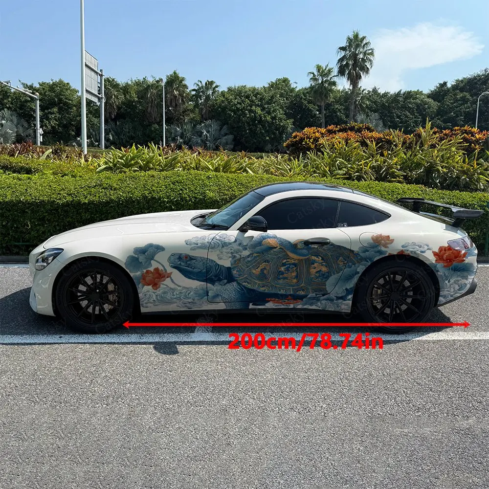 2pcs Turtle Among Waves Might, Durable, Fade-resistant, Enhance Vehicle Aesthetics With Bold Artistic Design Car Vinyl Wraps