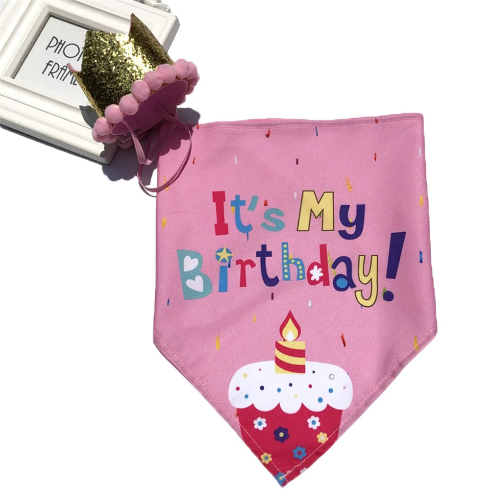 Cute Cat Dog Scarf Headwear Cap Hat Pet Birthday Caps/Bibs Bandana Sequin Design