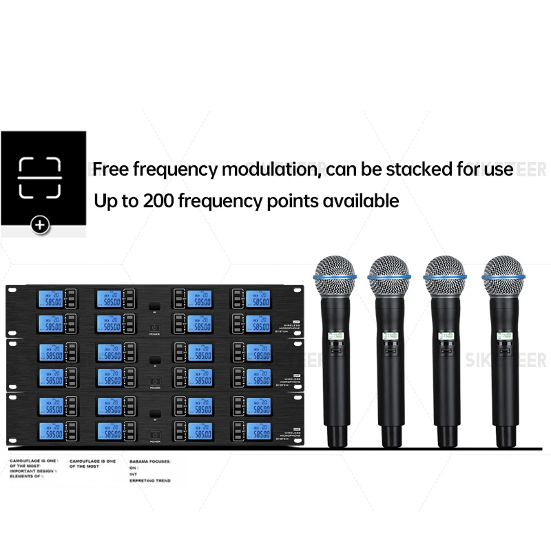 Sistema microfonico wireless UHF professionale, microfono lavalier portatile, chiesa, matrimonio, microfono da palco wireless