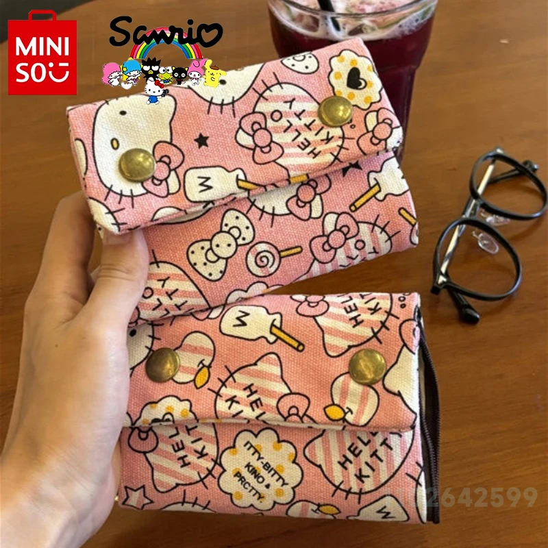 MINISO HelloKitty New Women's Wallet Fashionable and High-quality Multi Slot Card Bag Cartoon Versatile Credit Card Storage Bag