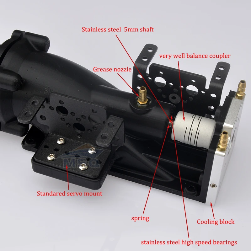 MSQ 40mm Water Jet Boat Pump Spray Water Thruster With Reversing bucket 4/5mm Shaft  for RC Model Jet Boats