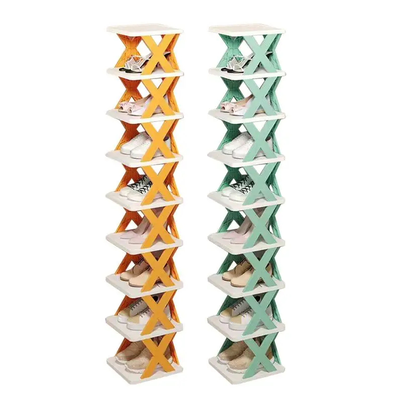 

Narrow Shoe Rack Multi Tier Modern Shoe Rack Space-Saving Vertical Organizer Folding Shelves No Assembly Slipper Organizer For