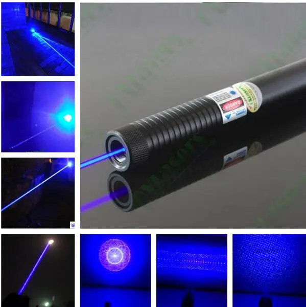 NEUER Blauer 450nm Laserpointer Hochleistungs-Laserlicht-Zeiger Taschenlampe ﻿ Einstellbare 5-Flammen-Brennvorrichtung ohne Batterie, praktisches Werkzeug für die Jagd