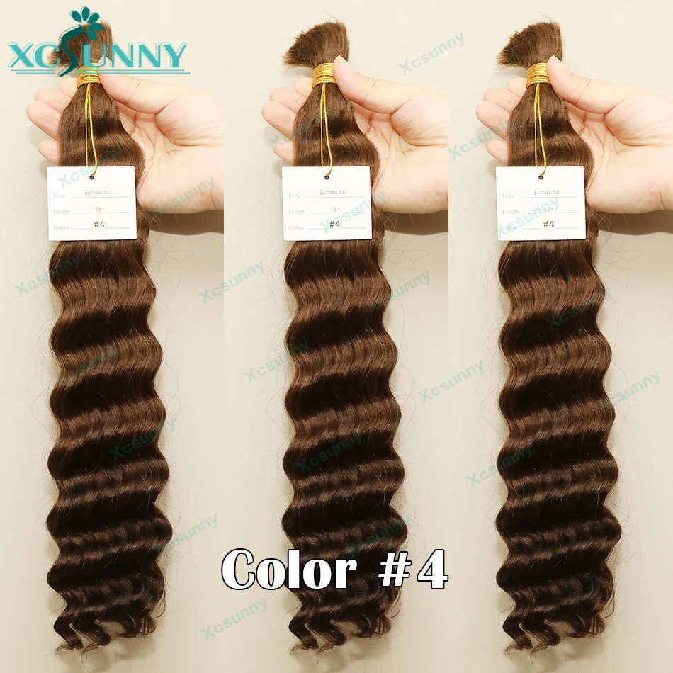 Cabello humano a granel de onda profunda para trenzar, cabello humano rizado doble dibujado a granel, sin mechones de trama para trenzas sin nudos Boho, Color 30