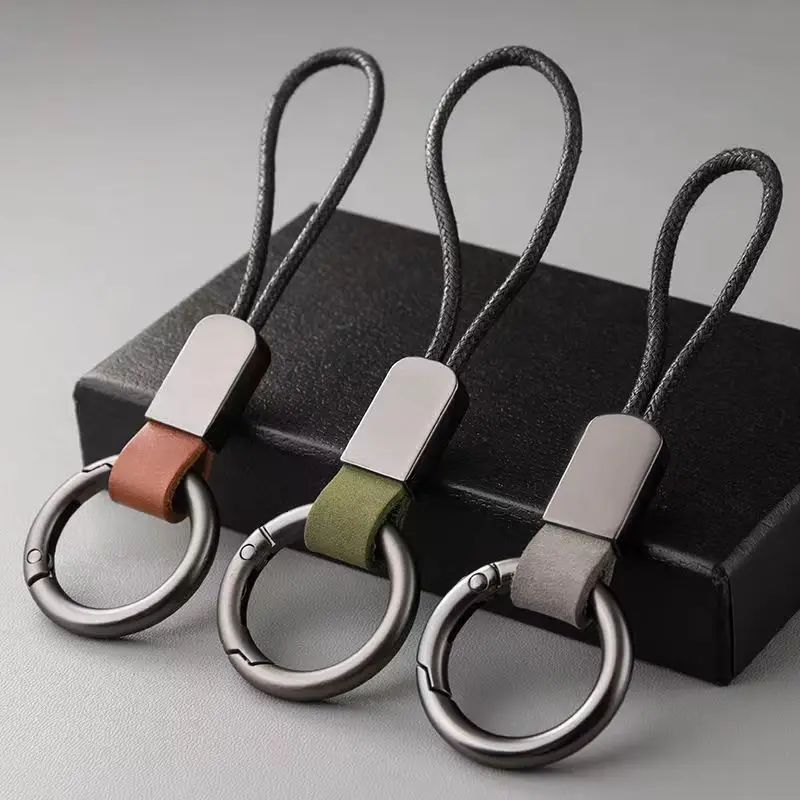 New exquisite and compact car keychain, multifunctional card box, case cover, accessories, hanging rope chain, metal leather fur