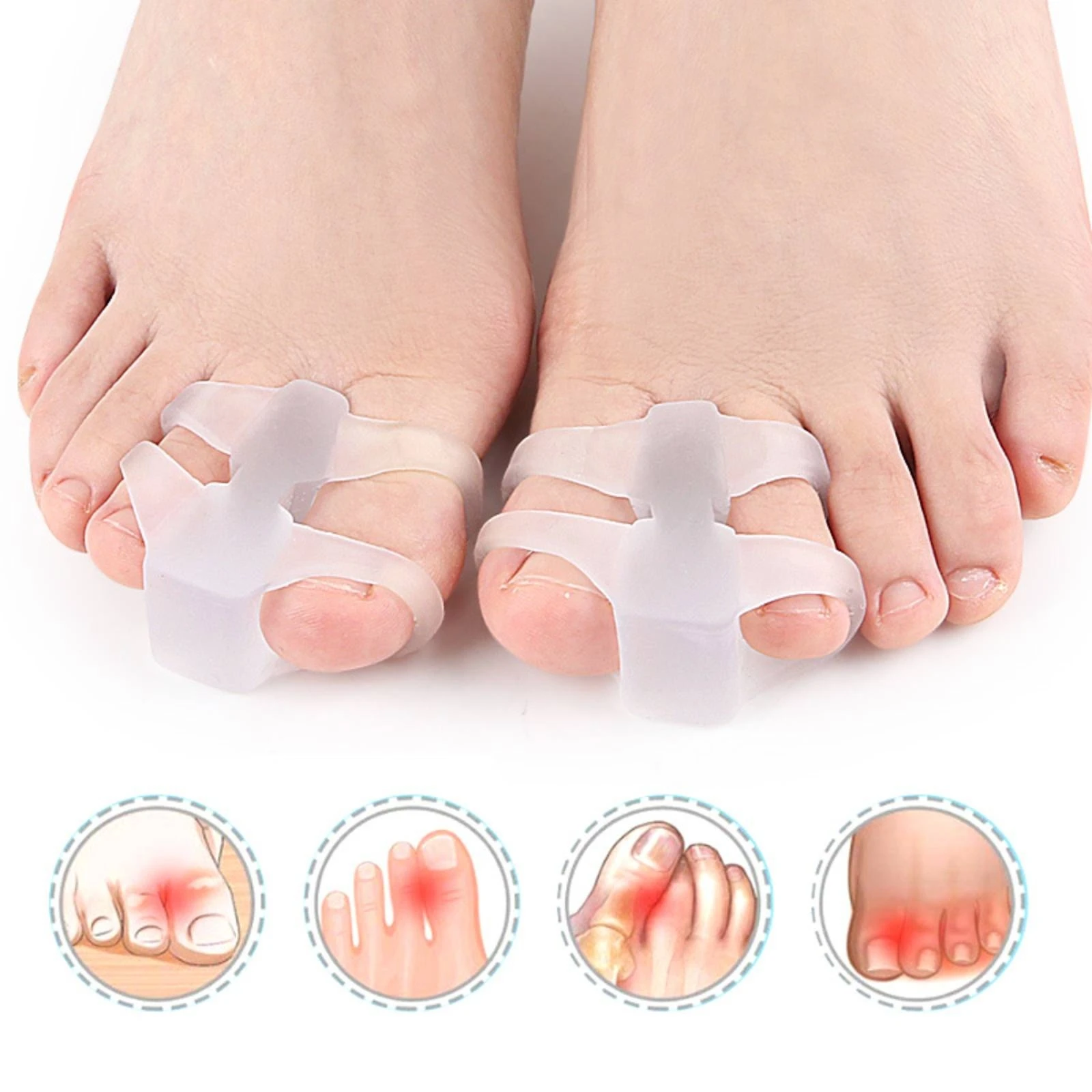 Big Toe Separator Washable Toe Separator with Open Loop Orthotic Stretchy Supportive for Foot Care