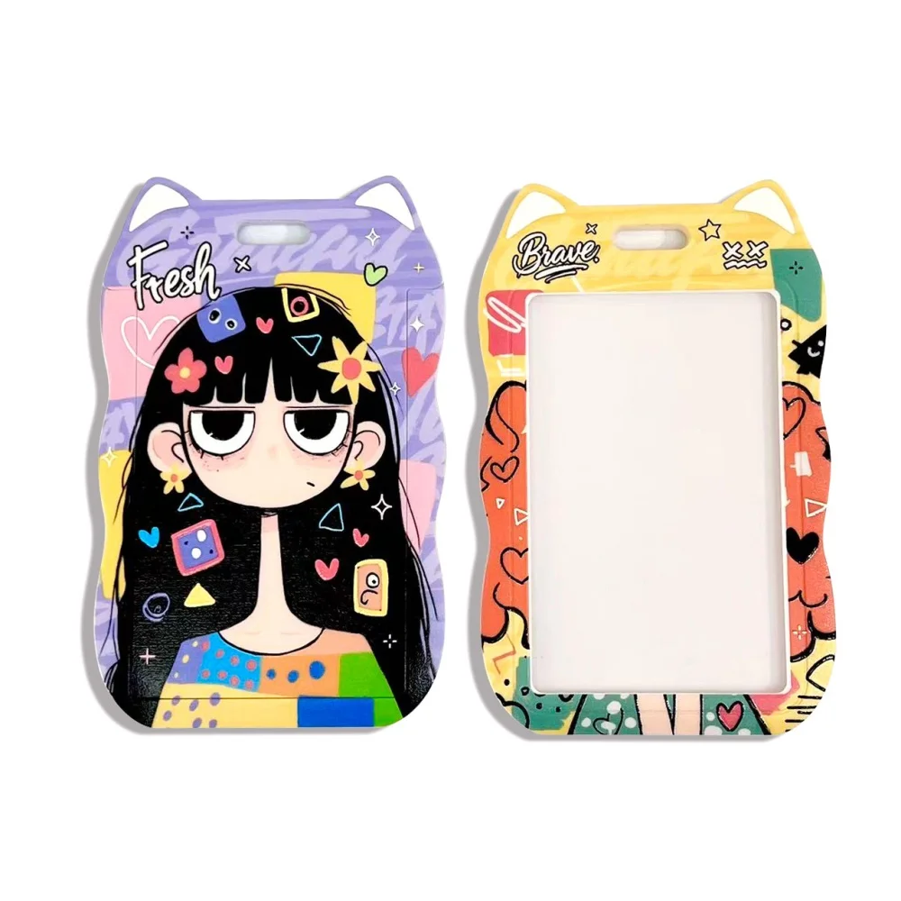 حامل بطاقة الهوية الطالب حامل بطاقة الحبل البلاستيكي حامل بطاقة الأذن القط الإبداعية للعمل المفاتيح المدرسة #4