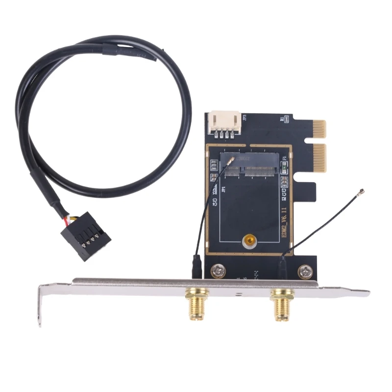 Konversi PCIe untuk Kartu Nirkabel M.2 Adaptor Kartu WiFi PCIE untuk Konektivitas Nirkabel dengan 2X Antena Eksternal