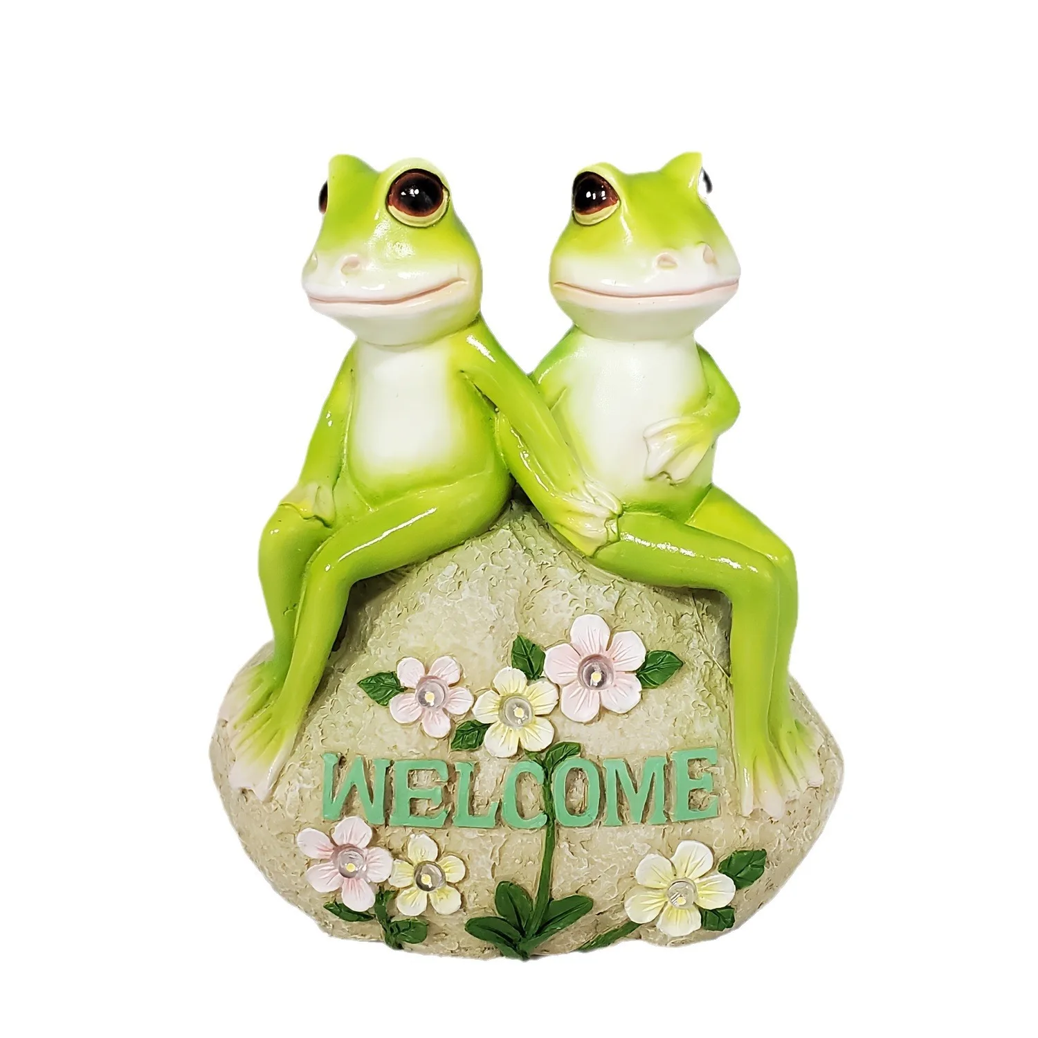 Modern New Decoration Lawn Courtyard Creative Design Solar Resin Small Frog LED Lights Fun Handicrafts Office Ornaments