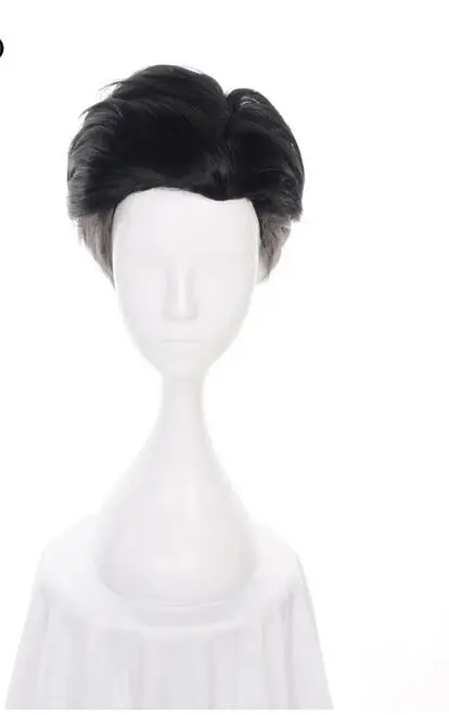 30cm Men Short Black Grey Mix Synthetic Wig   Cosplay Wig