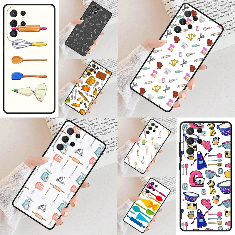 Baking Cooking Utensils Chef SOFT Cell Phone Case for Samsung Galaxy S26 Ultra S25 S24 S23 S22 S21 S20 Note10 Cover