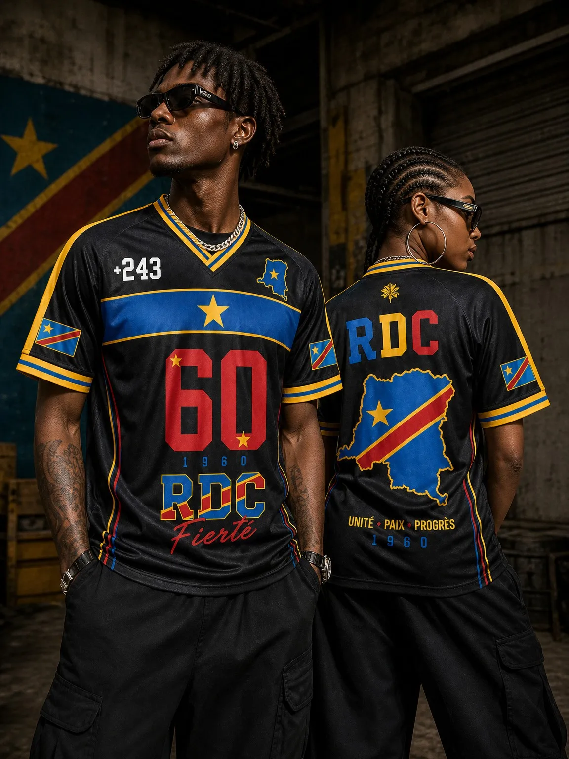 Summer Everyday Versatile Short-Sleeve T-Shirt for Men and Women, Democratic Republic of Congo Printed V-Neck Sweatshirt