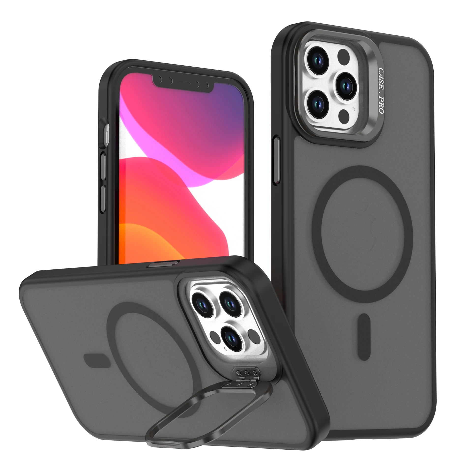 

Adjustable Stand Phone Case for iphone 17 Air 16 15 14 13 12 11 Plus Pro Max E Anti-fingerprint Shockproof TPU Cover