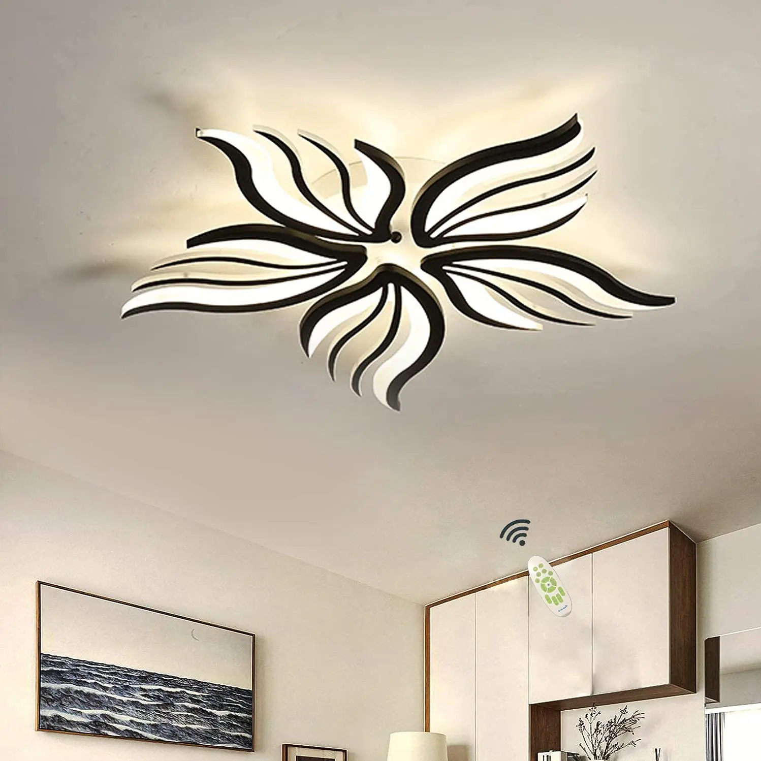 

LED Ceiling Light Dimmable Living Room Plafon Modern Acrylic Ceiling Lamp Flower for Bedroom Hall Dining Study Indoor Home Decor