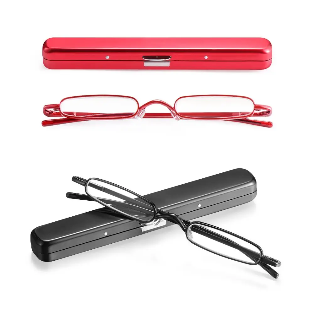 Frame Anti-blue Light Reading Glasses with Portable Pen Clip Case Mini Reading Glasses Readers Eyeglasses Blue Light Blocking