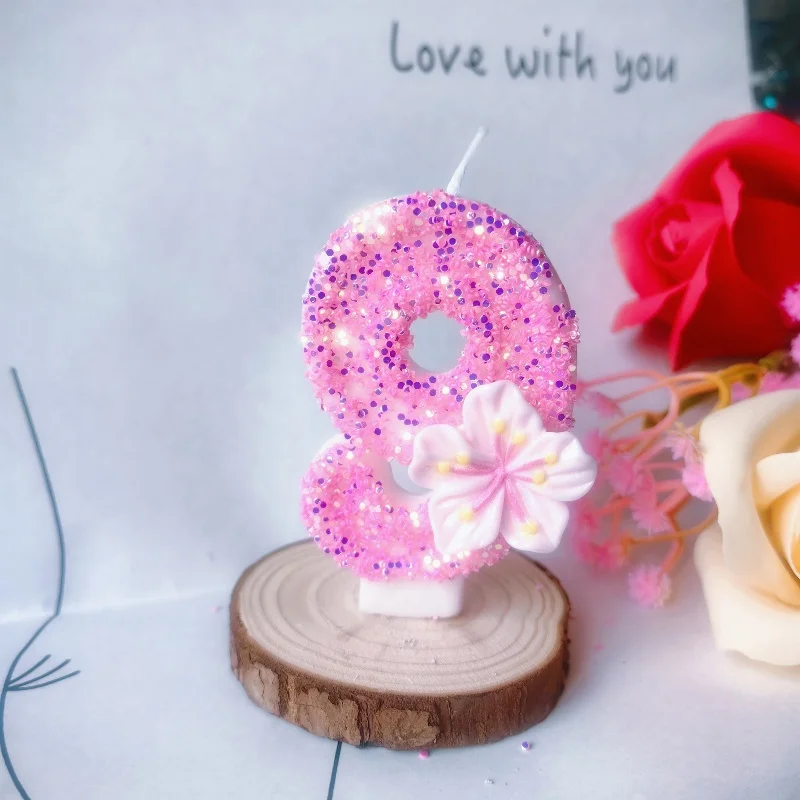 1 0-9 free combination digital candle pink cherry blossom ball birthday candle is perfect for birthday parties, anniversaries, w
