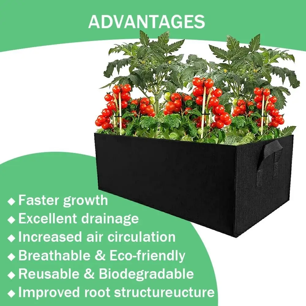 Torba do sadzenia ogrodu z uchwytami Wielowymiarowa filcowa torba do uprawy Prostokąt Sadzenie doniczki do sadzenia warzyw Sadzenie pomidorów i