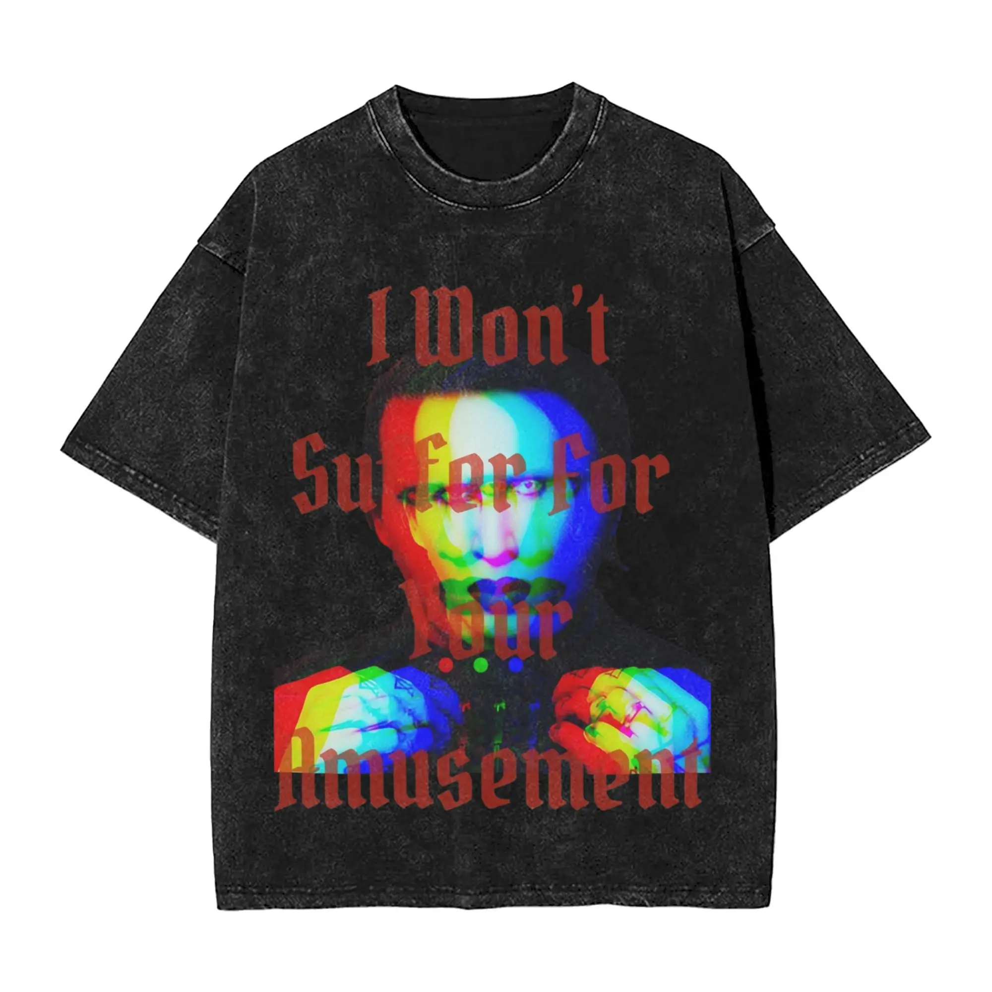Men Women T Shirt Marilyn Mansons  Washed T Shirts Trendy Cool  Summer Tee Shirt Vintage Design Cotton Tops Gift
