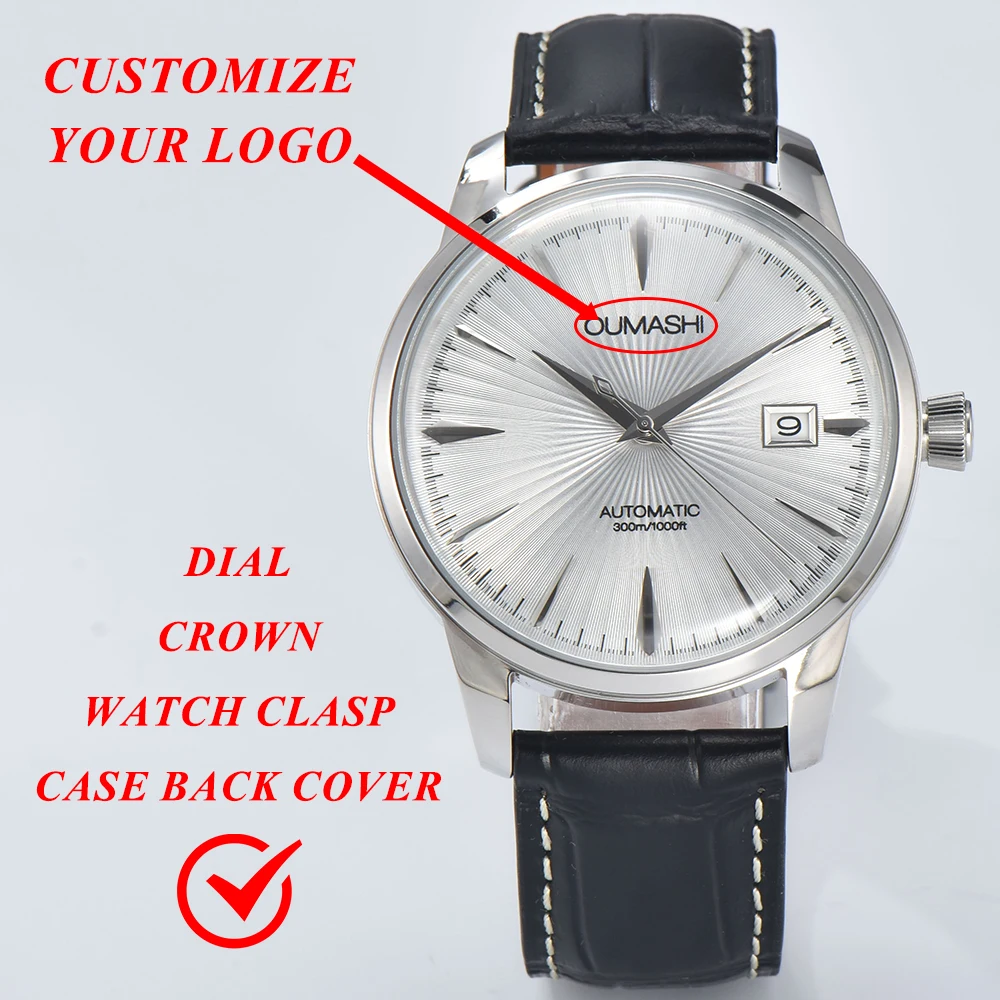 Custom logo watch NH35 Watch 40mm Watch Cocktail Automatic Watch Men Wristbatch Double Dome Case Dive Clock Date Watch