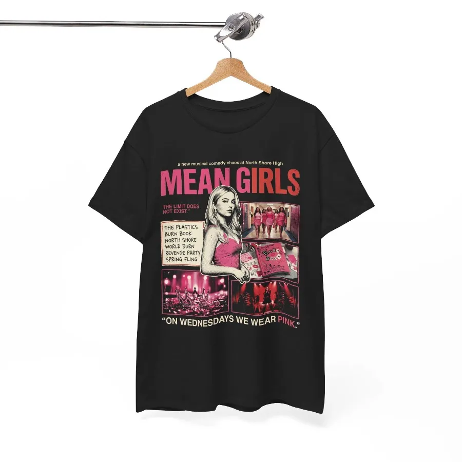 Mean Girls Burn Book Graphic Tee, Vintage Pink Comedy Movie Shirt Four season popular unisex cotton T-shirt