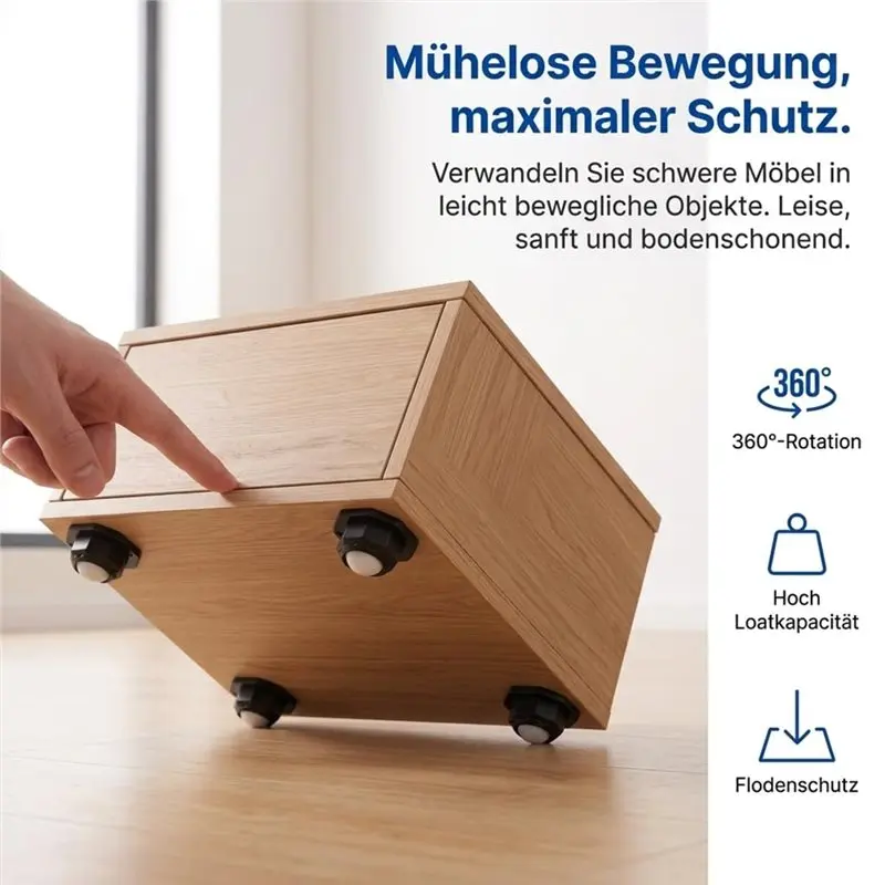 Exquisite-Furniture Castors 12PCS Heavy Duty Self-Adhesive Flat With Screws, 360° Silent Ball Rollers