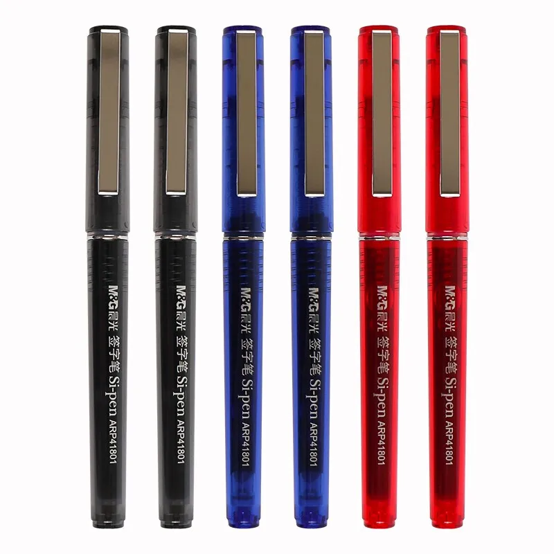 4/8/12PCS Straight Liquid Signature Pen 0.5MM High-quality pen Black Blue Red Ink Roller Ball Pen School Supplies Office Supplie