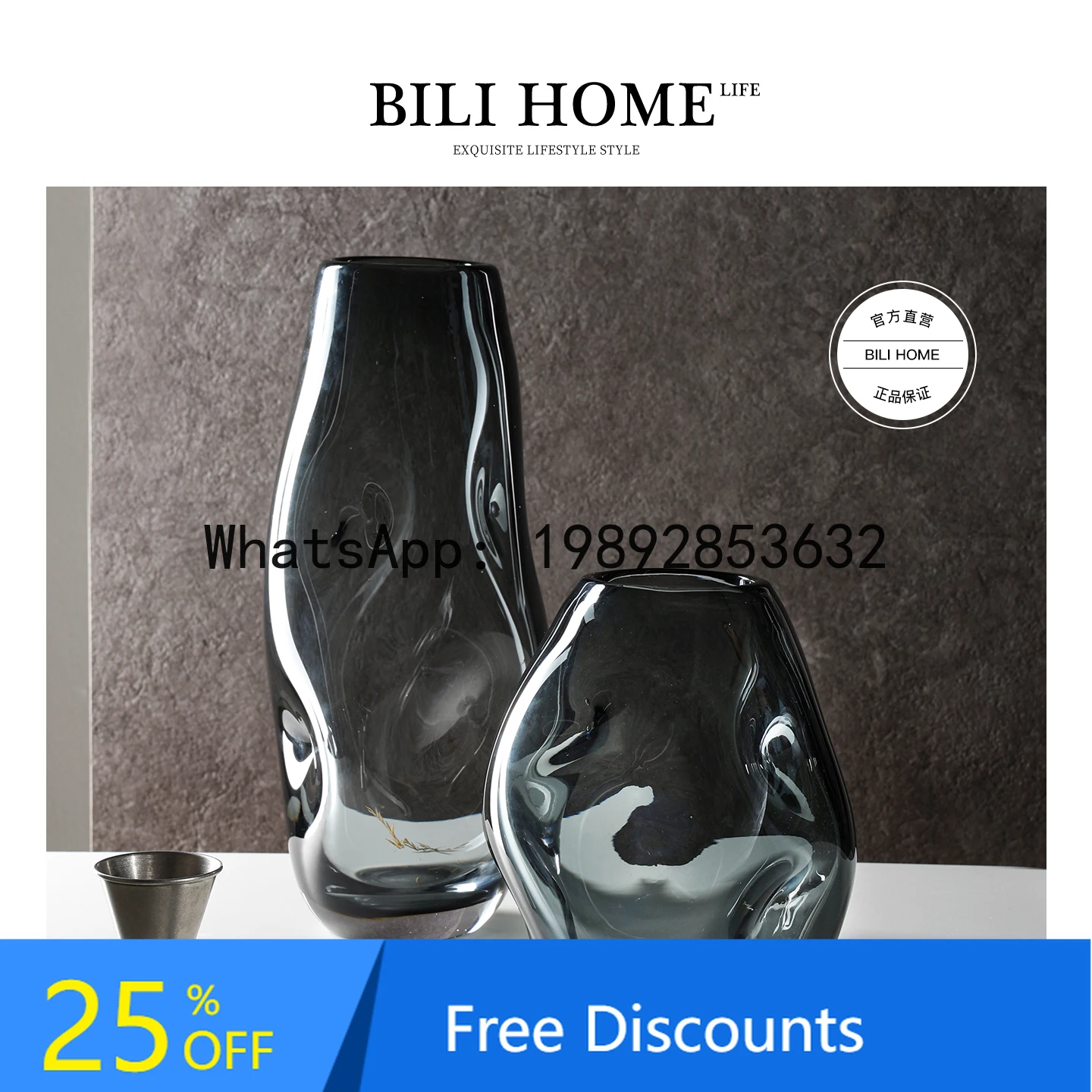 

YFY Modern Minimalist Glass Vase Living Room Flower Home Light Luxury High-end Hydroponic Conference Table Soft Decoration