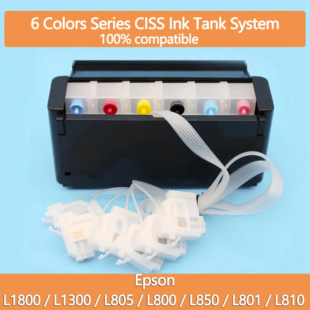 ตลับหมึกระบบถัง CISS 6สีตลับหมึกภายนอกเข้ากันได้กับ L805 Epson L800 L1800 L801 L810 L1300 L850