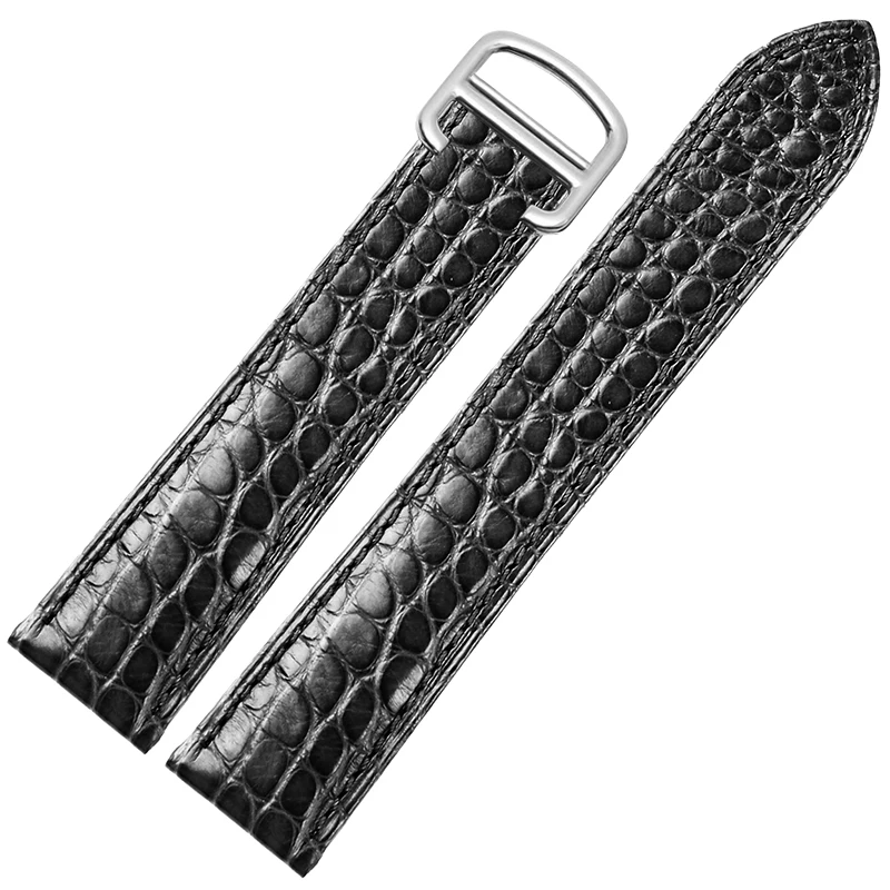 Alligator Leather Watch Band For Cartier TANk SOLO RONDE DE Crocodile Skin Watch strap Folding Buckle belt  Accessories Bracelet