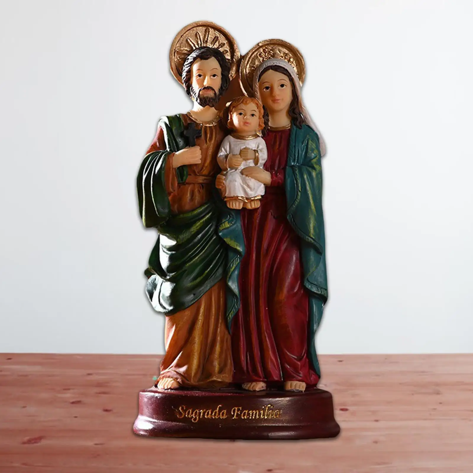 

THE HOLY FAMILY STATUE ST JOSEPH VIRGIN MARY CHILD JESUS 14 cm (5.5") RESIN FIGURINE Religious Gift