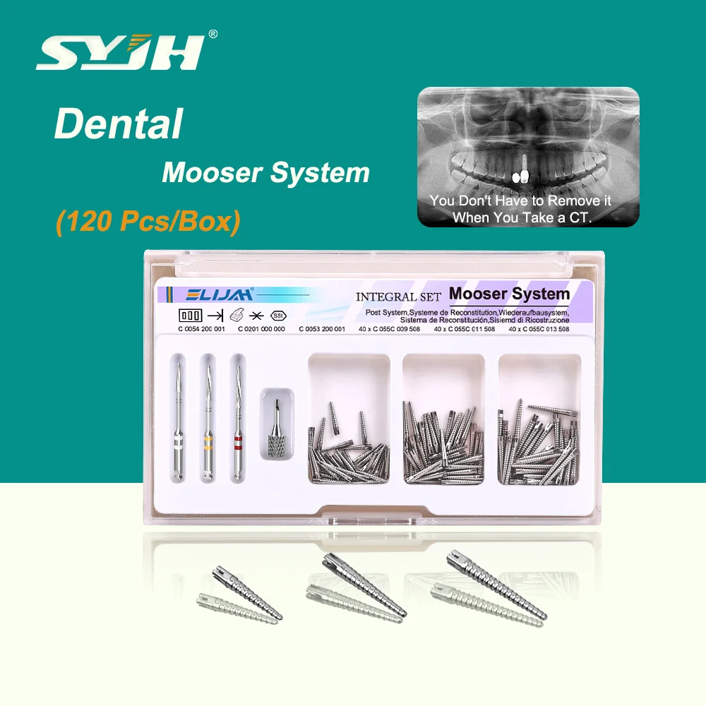 120Pcs/box Dental Endo Screw Posts Mooser System Integral Set CT4 Medical Pure Titanium Root Canal Pins Dentistry Material