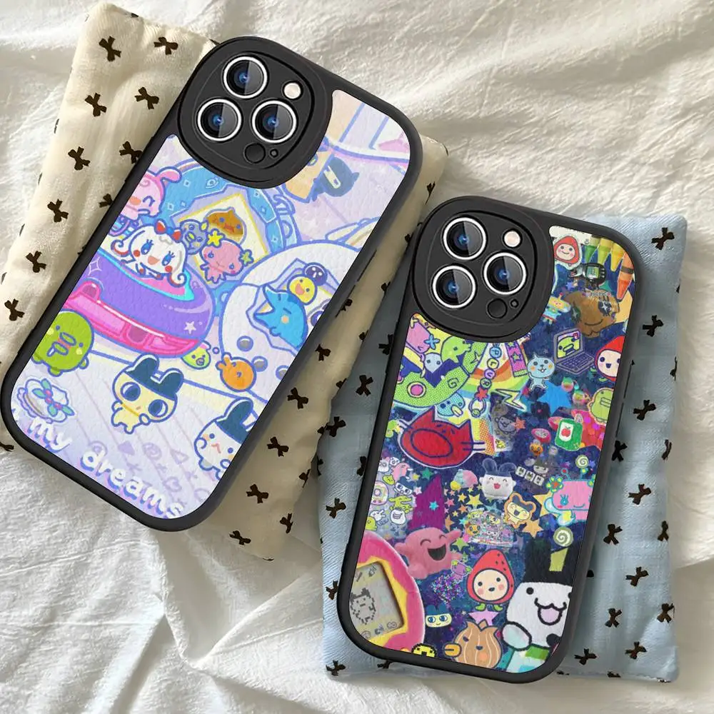 Classic Virtual Cut T-Tamagotchi Phone Case For IPhone 11 12 13 14 15 16 Pro Max Plus Leather Cover