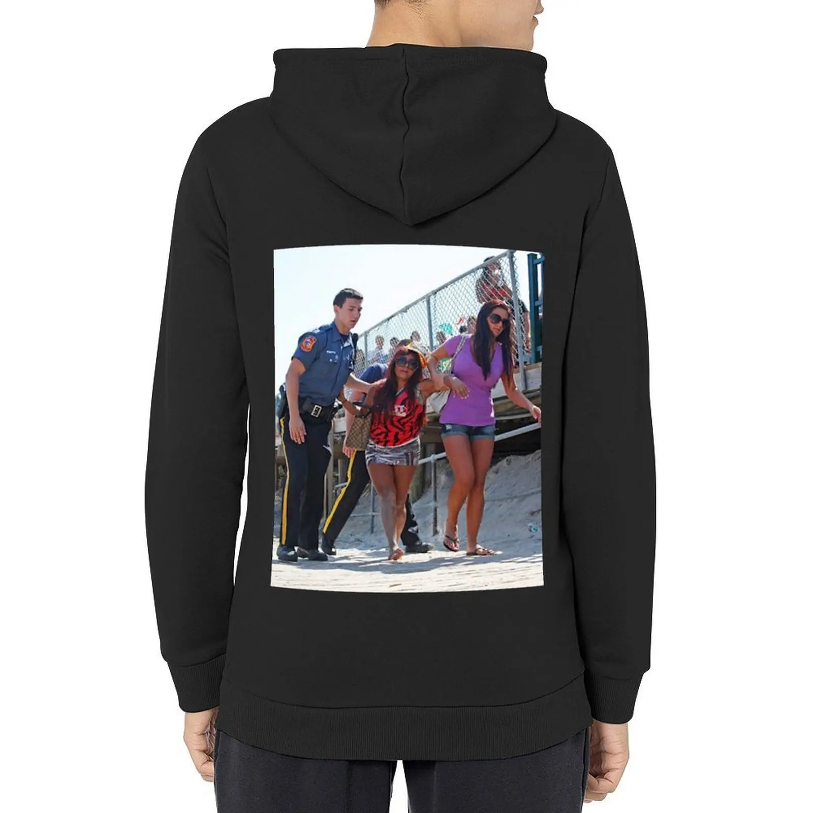

Snooki getting arrested on the beach Hoodie men's clothing japanese style men clothes anime clothing new in hoodies