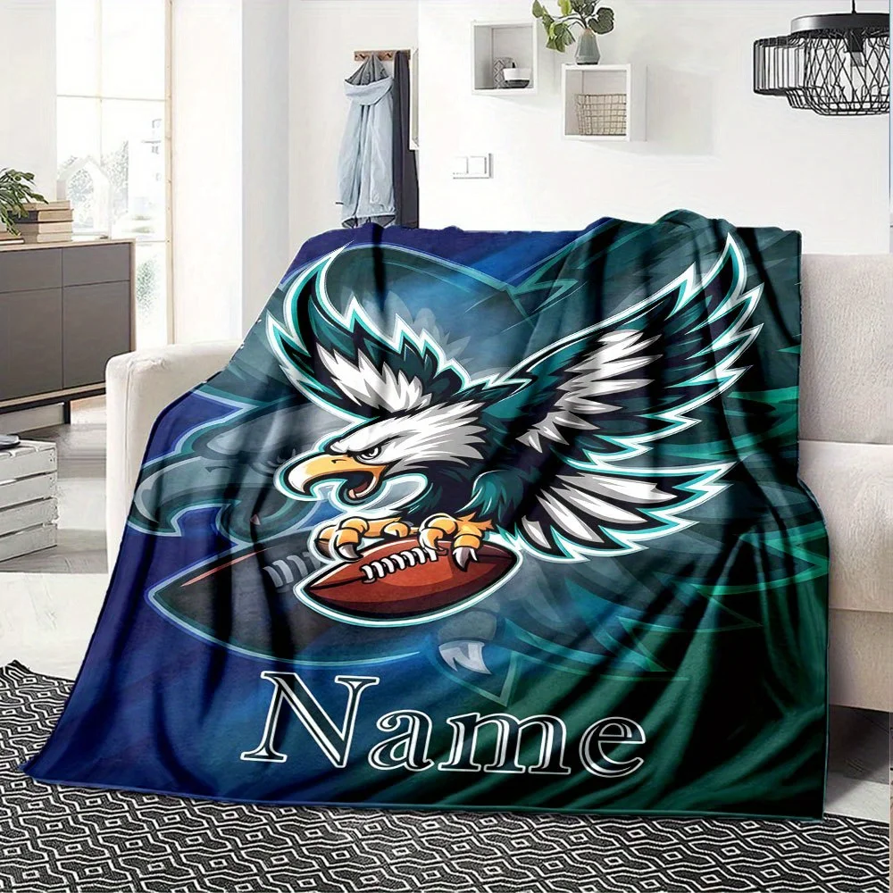 بطانية فانيلا لكرة القدم على شكل نسر مخصصة، مناسبة للأريكة والسرير وأعياد الميلاد والأطفال والأولاد والأصدقاء والهدايا