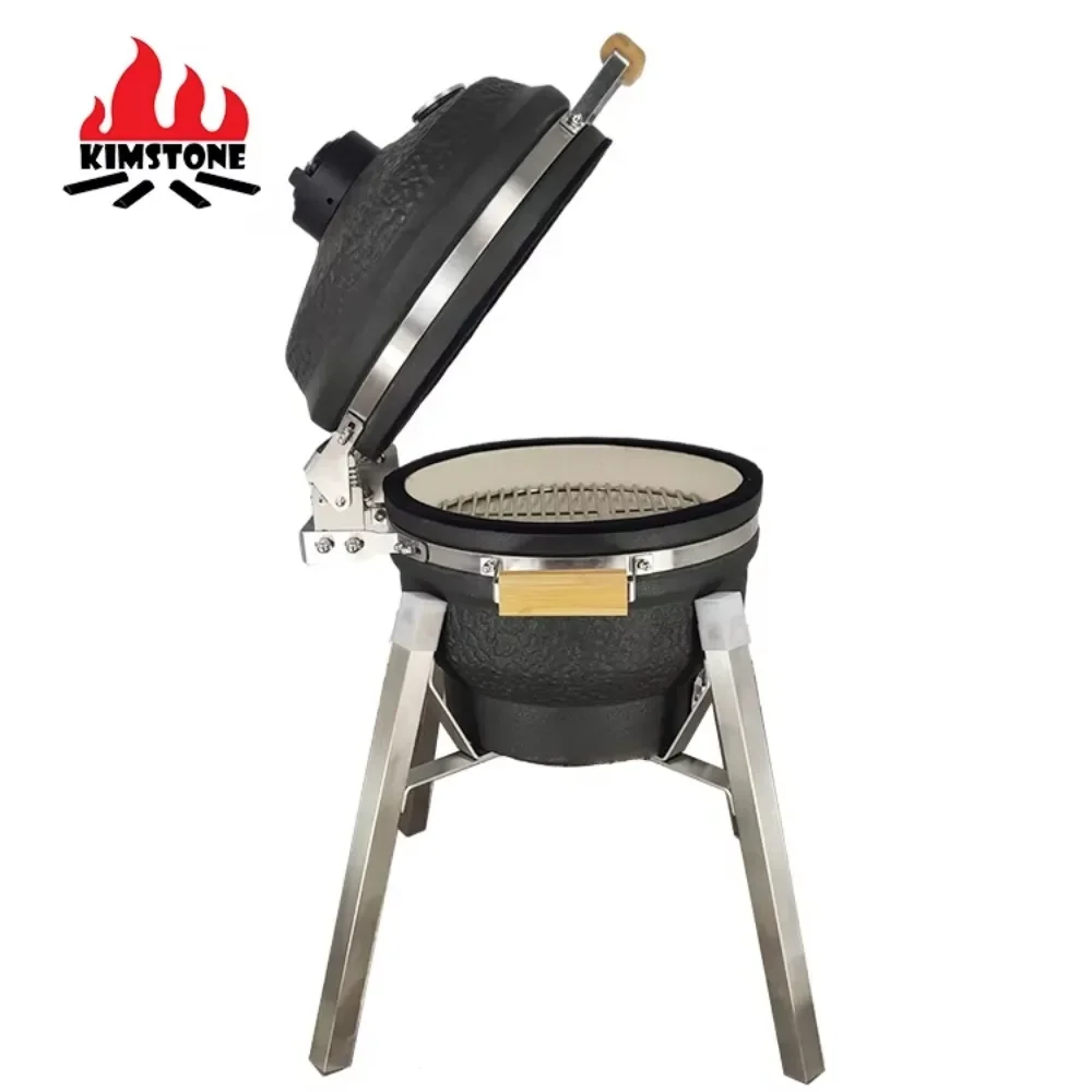 Kimstone 16 Inch Outdoor Charcoal Kamado Grill Barbeque Smokeless Grill Barbecue Ceramic Outdoor Camping Grill