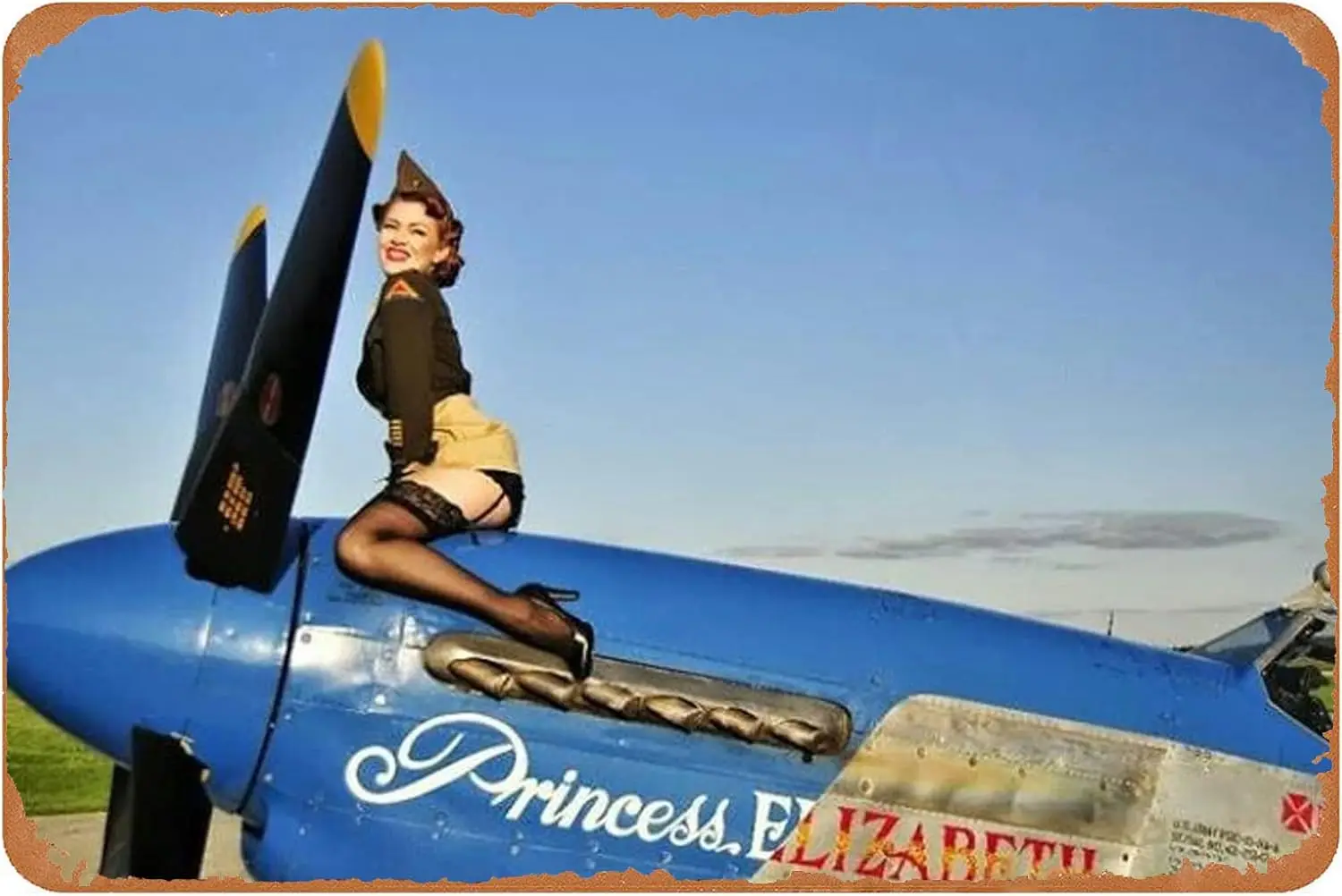 Army Pin Up Girl Tin Sign Sexy Hot Girl Metal Signs Nice Lady Wall Man Cave Decor Female Soldiers On Airplanes World War Po sign
