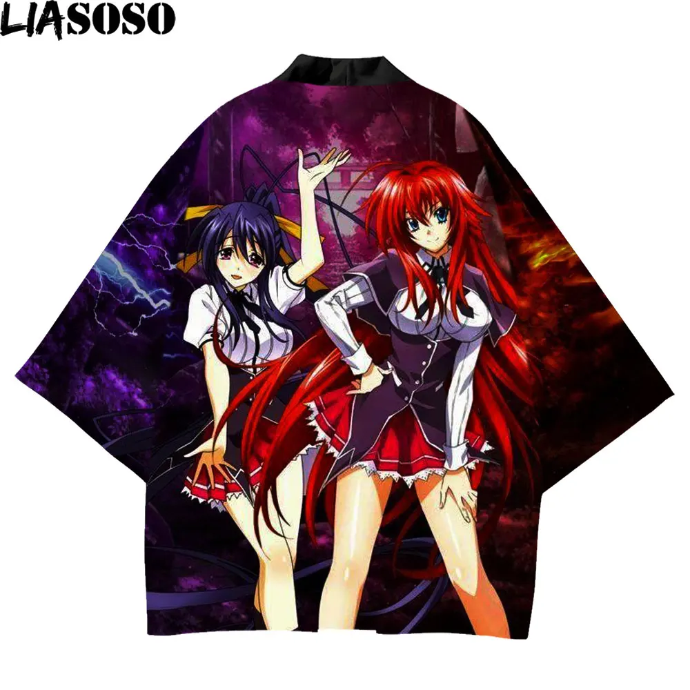 

LIASOSO Anime Japanese Kimono High School DxD Bikini Cosplay Loli Girl Print Robe Street Beach Wear Unisex 3D Yukata Cardigan