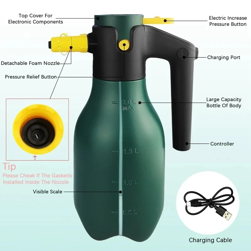 2L Snow Foam Sprayer Portable High Pressure Washer Car Wash Water Gun Blaster Car Motorcycles Detailing Accessories Nice