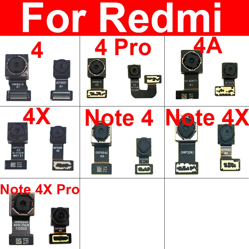 

Front Rear Camera Module For Xiaomi Redmi 4 Pro 4A 4X Front Small Back Big Main Camera For Note 4 4X Pro Flex Cable Repair Parts