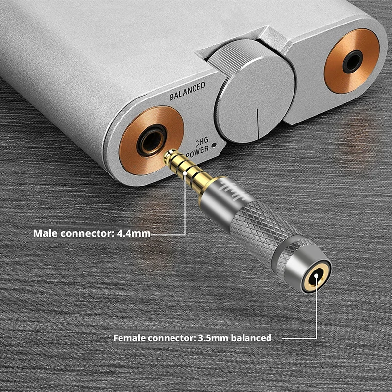 1pcs 4.4mm Male to 3.5mm Female Balance Adapter, Gold-plated Aluminum Audio Converter Suitable for FiiO DAP DAC