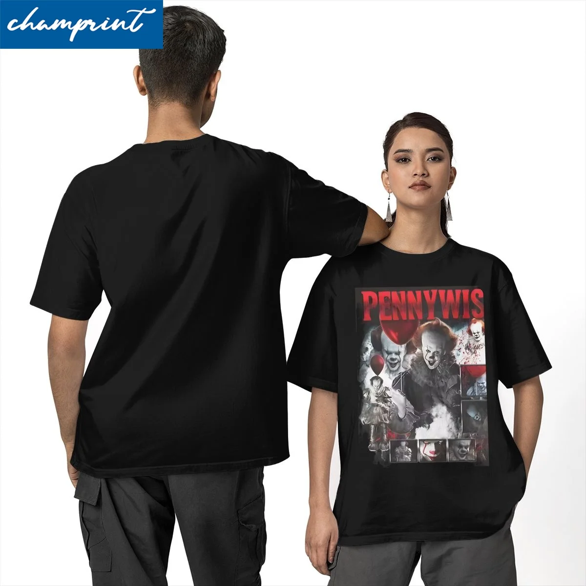 

Pennywise T-Shirt for Men Women Horror Movie Amazing 100% Cotton Tees O Neck Short Sleeve T Shirts Big Size Clothing