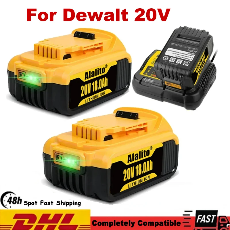 

2024 Upgrade DCB200 20V 18000mAh Battery , charger For Dewalt 18V DCB184 DCB200 DCB182 DCB180 DCB181 DCB182 DCB201 Tools Battery