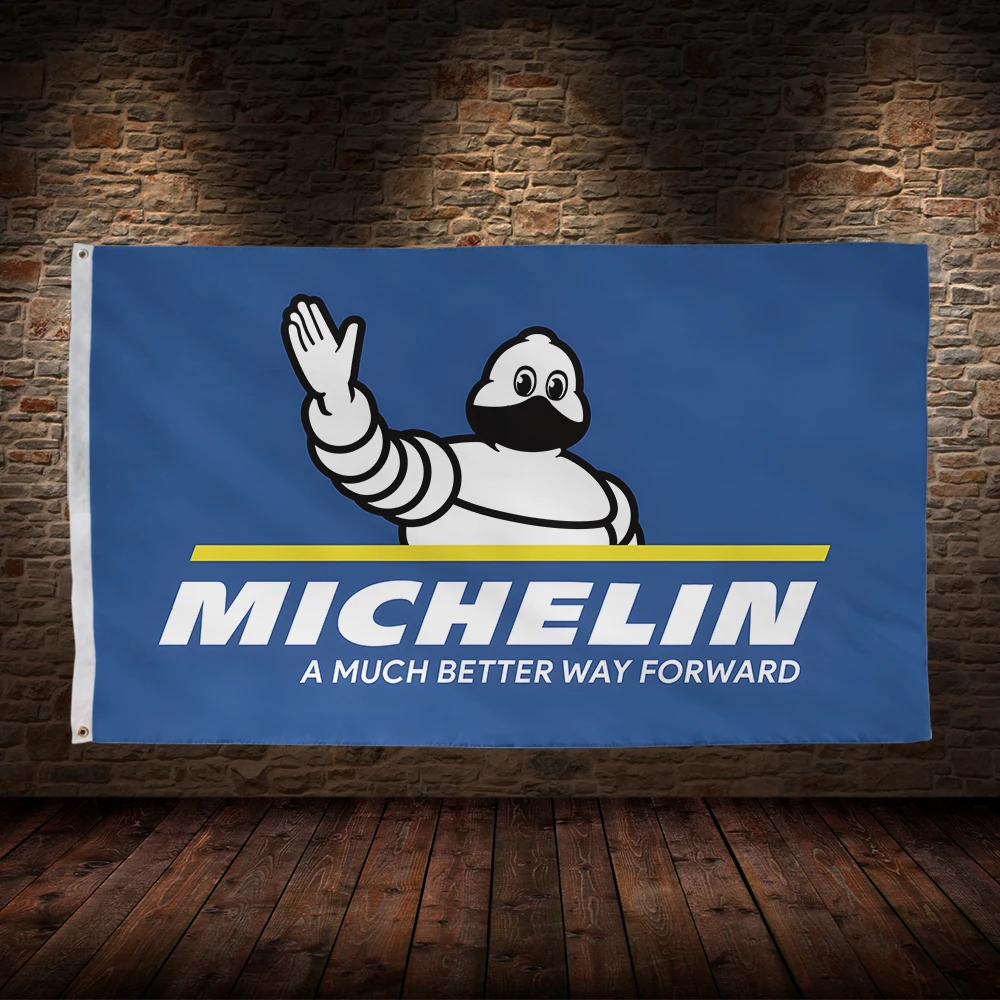 علم سباق M-Michelins ، بوليستر ، مطبوع ، سيارات ، غرفة ، ديكور مرآب ، ديكور ، 3 × 5 قدم