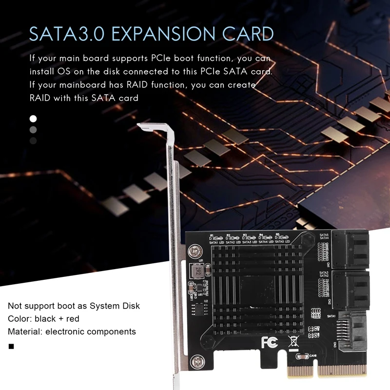 AF91-PCIE a 5 puertos SATA III 6 Gbps SATA controlador tarjeta de expansión tarjeta adaptadora de chasis de computadora JMB585 con 5 Cables
