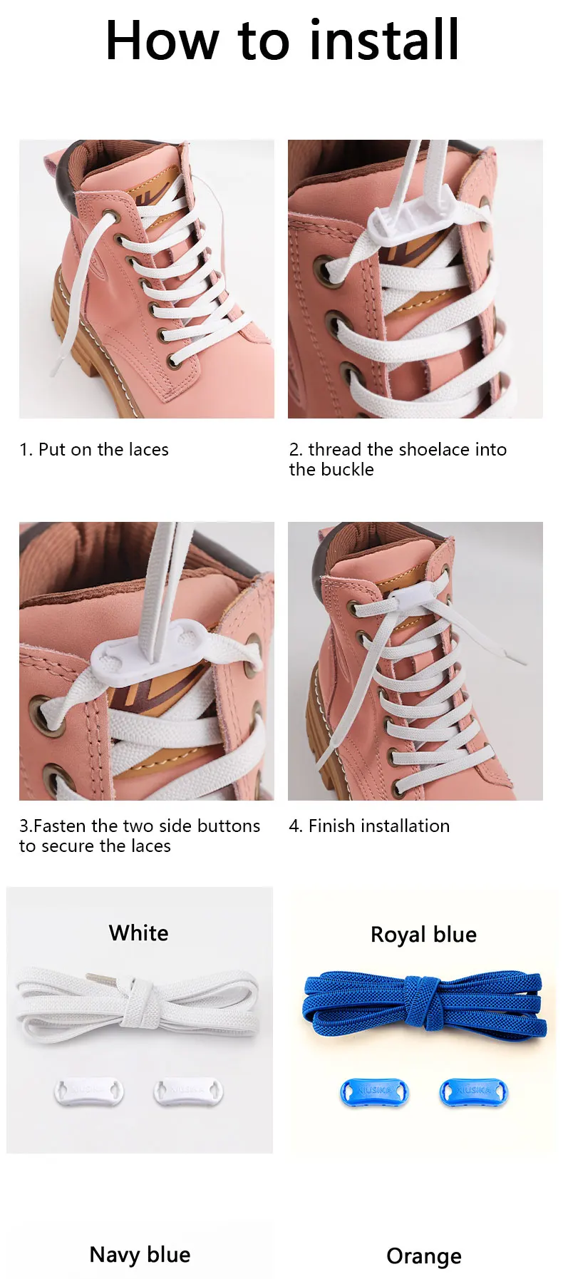 Elastische Schnürsenkel ohne Binden, flache Schnürsenkel für Sneaker, Schnürsenkel ohne Binden für Kinder und Erwachsene, schnelle Schnürsenkel, Gummibänder für Schnürsenkel. – Detail 7