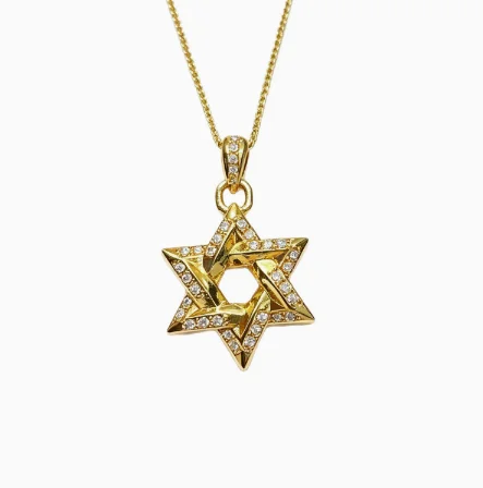 18k real gold hexagram pendant au750 pendants for women