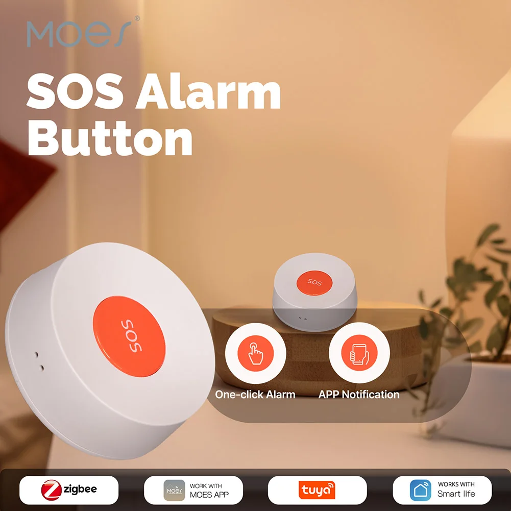 Zigbee-Bouton d'urgence SOS sans fil pour notification, bouton d'appel d'urgence, aide d'urgence en un clic, alarme