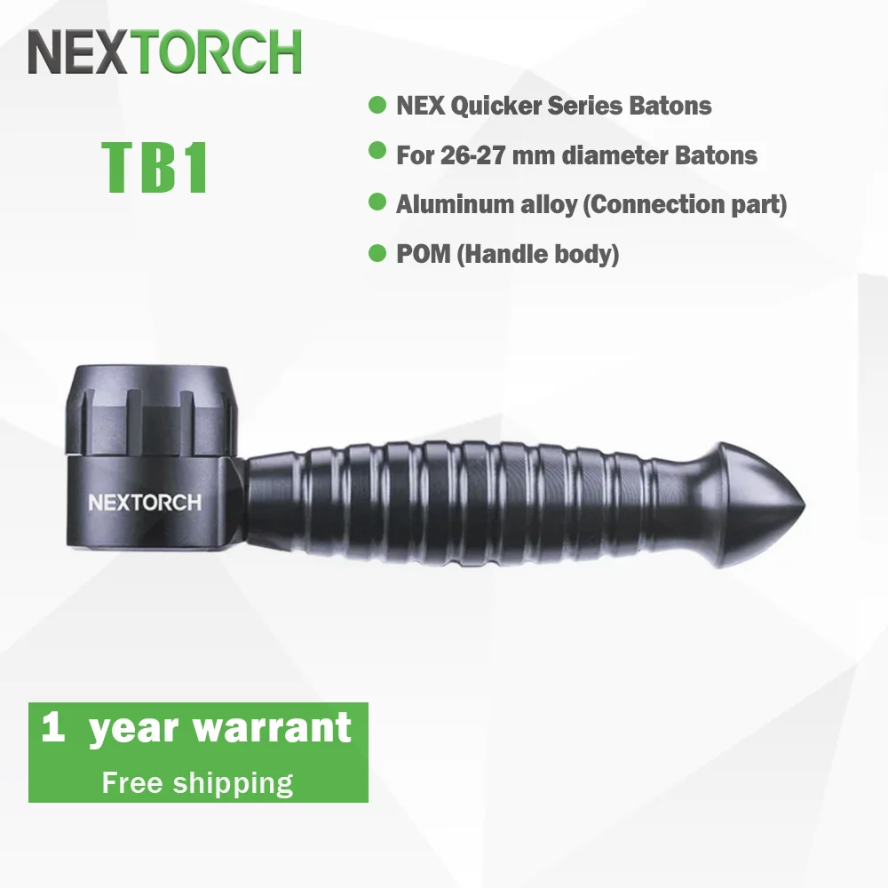 

NEXTORCH TB1 Detachable T-handle, Easy to hold and protect, For 26-27 mm diameter Quicker Batons, POM, Strong wear-resista