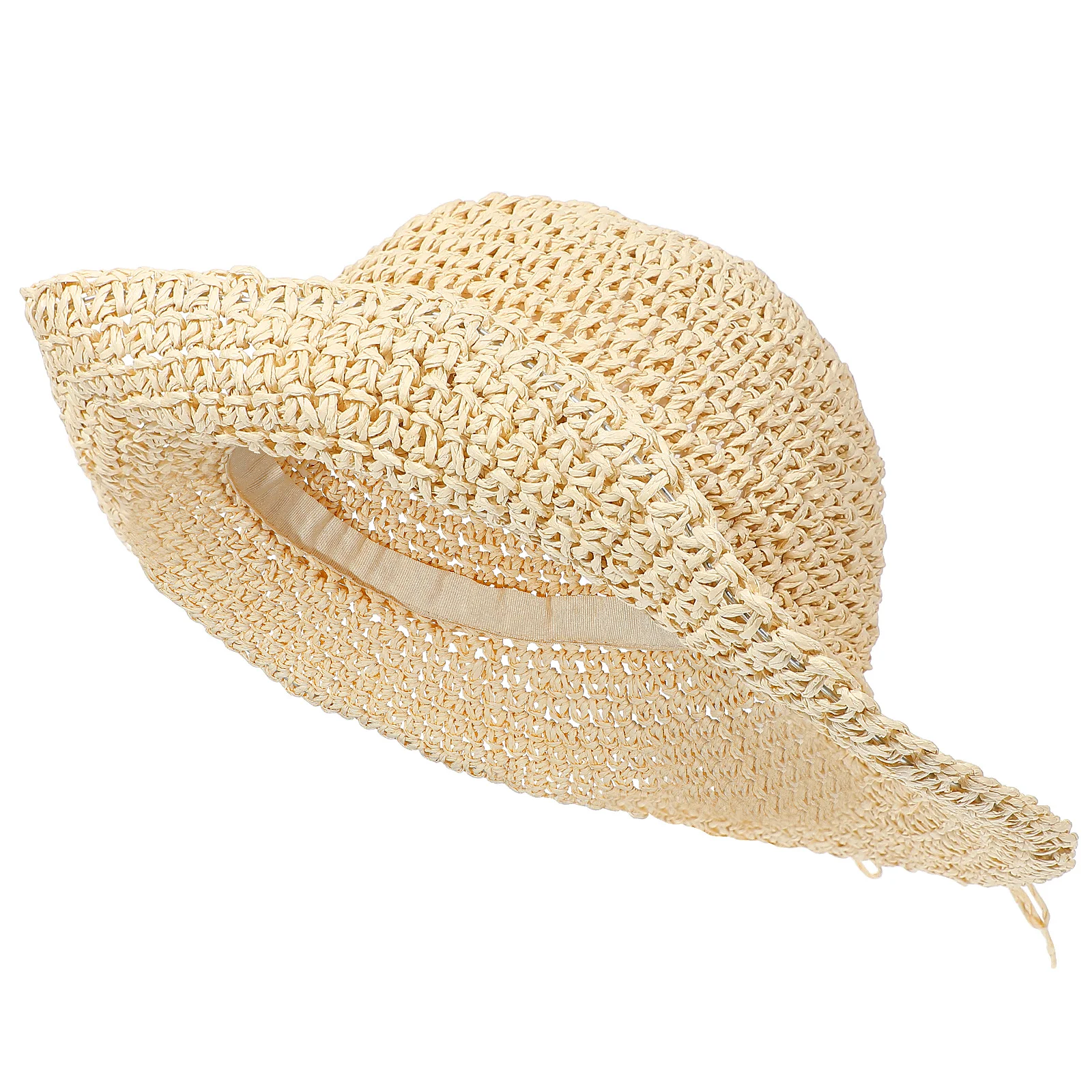 

Unisex Cool Straw Hat Summer Beach Protective Children Kids Beige Soft Breathable Lightweight Sun Windproof Gift Outdoor